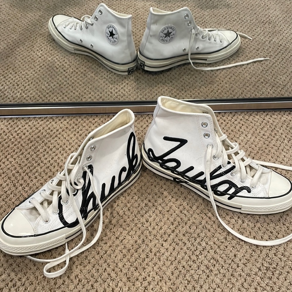 Converse Chuck Taylor Hi Tops. White. Chuck 70 signature high top shoes.